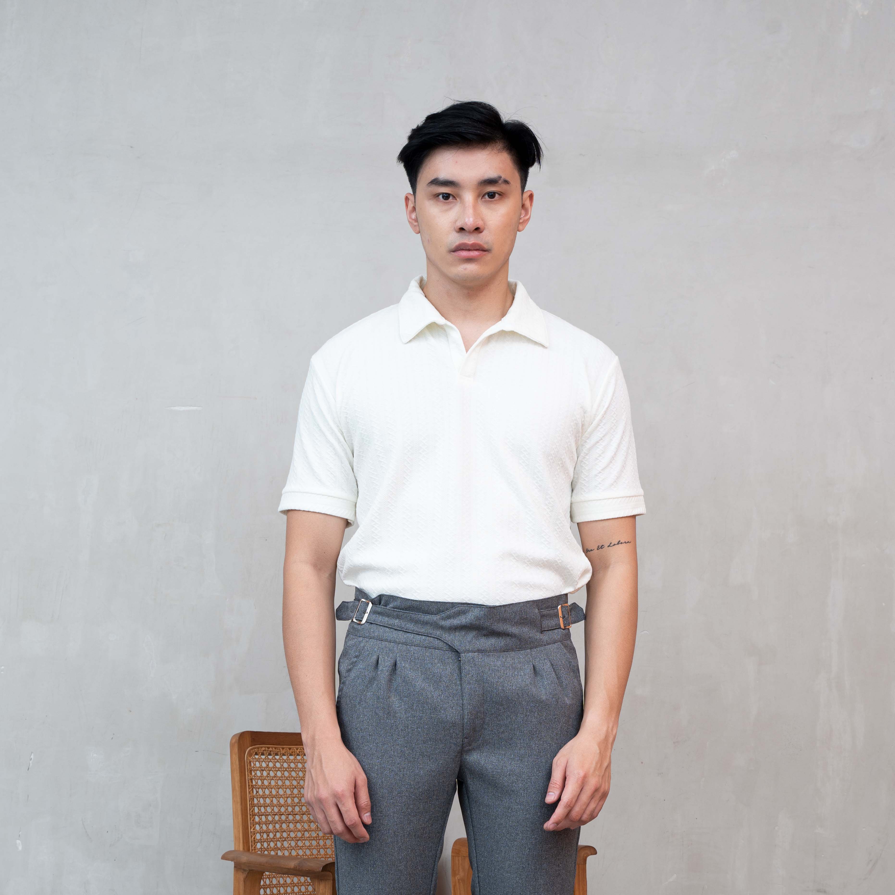  Polo Shirt Stretch Knit Short Sleeve White