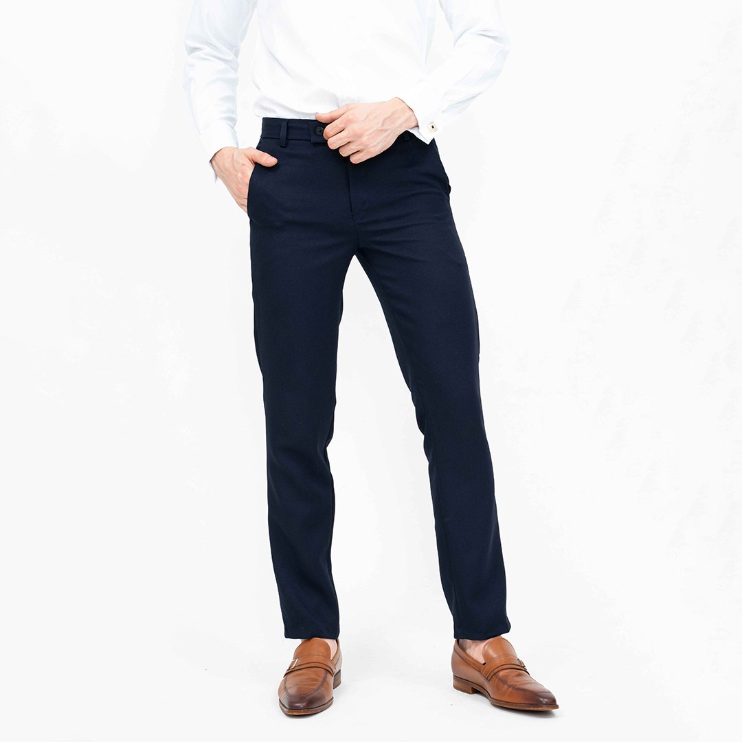 NAVY FORMAL SLIM FIT PANTS BUTTON