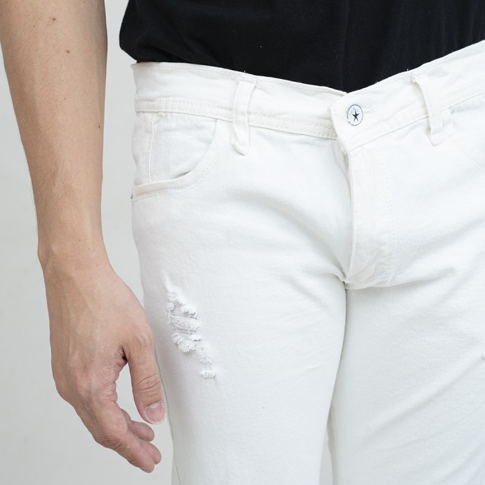 WHITE JEANS RIPPED SLIM FIT
