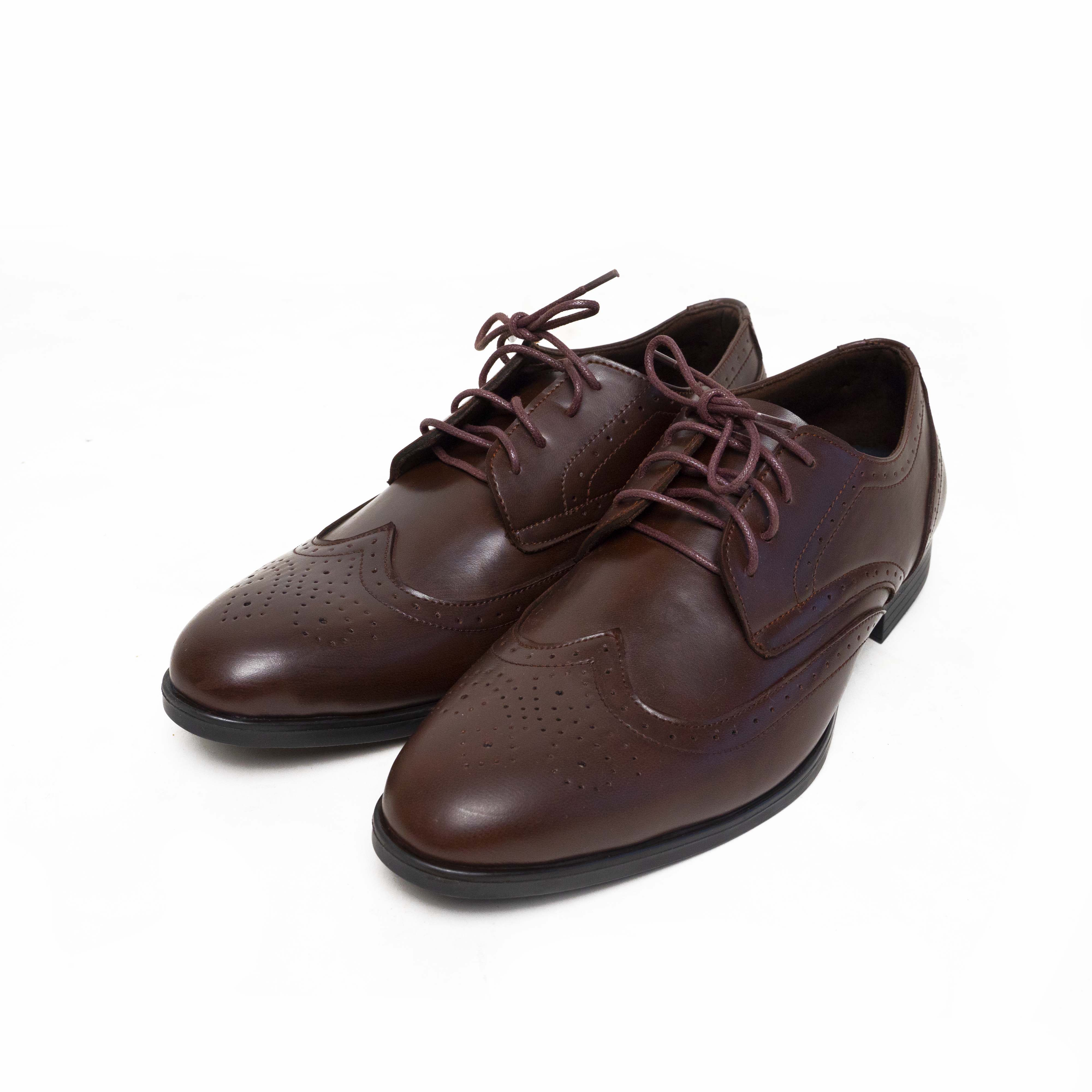 OXFORD WING TIP LEATHER SHOES DARK BROWN