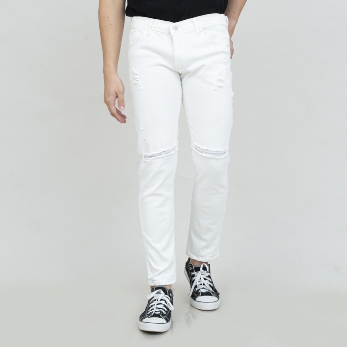 WHITE JEANS RIPPED SLIM FIT
