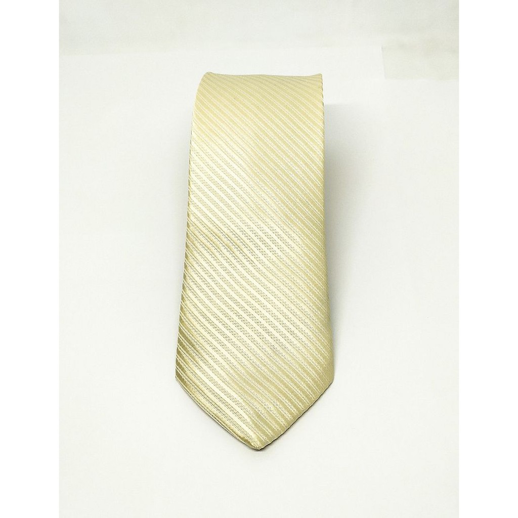 CREAM PALE LISTED NECK TIE