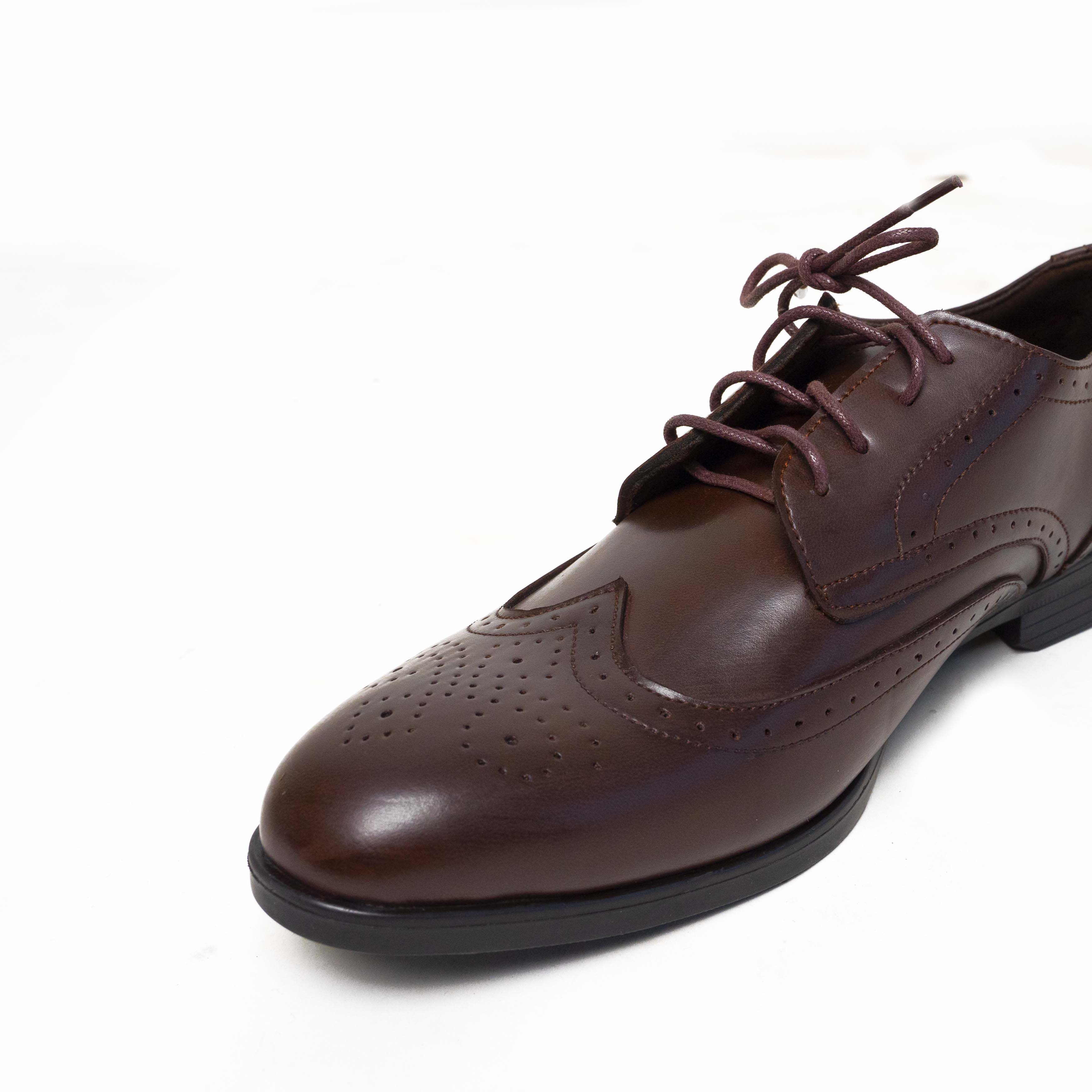 OXFORD WING TIP LEATHER SHOES DARK BROWN