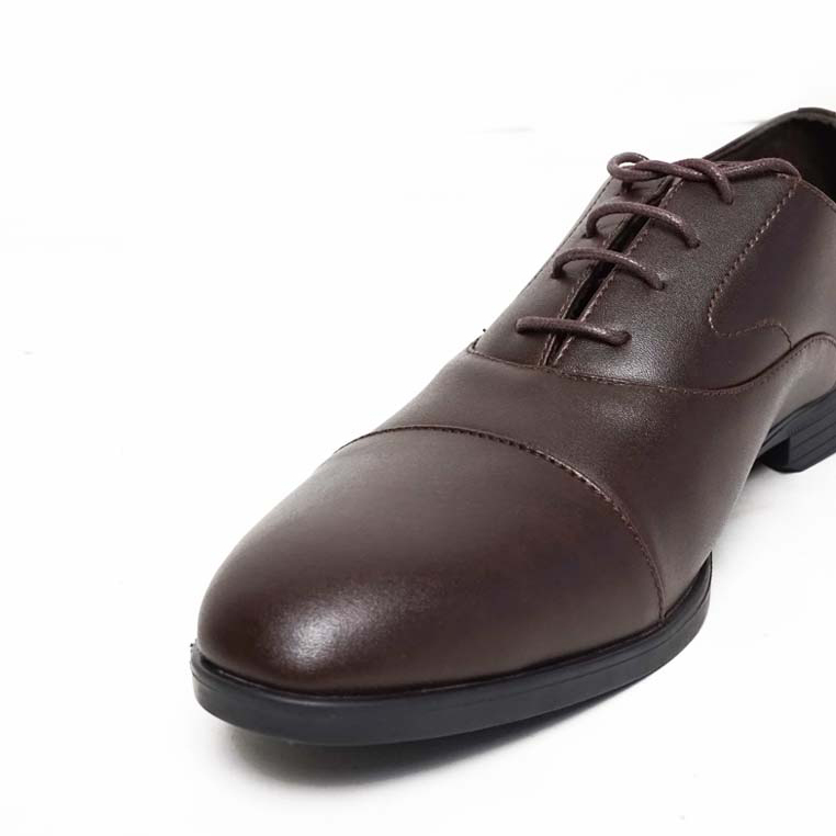 OXFORD CAP TOE LEATHER SHOES DARK BROWN