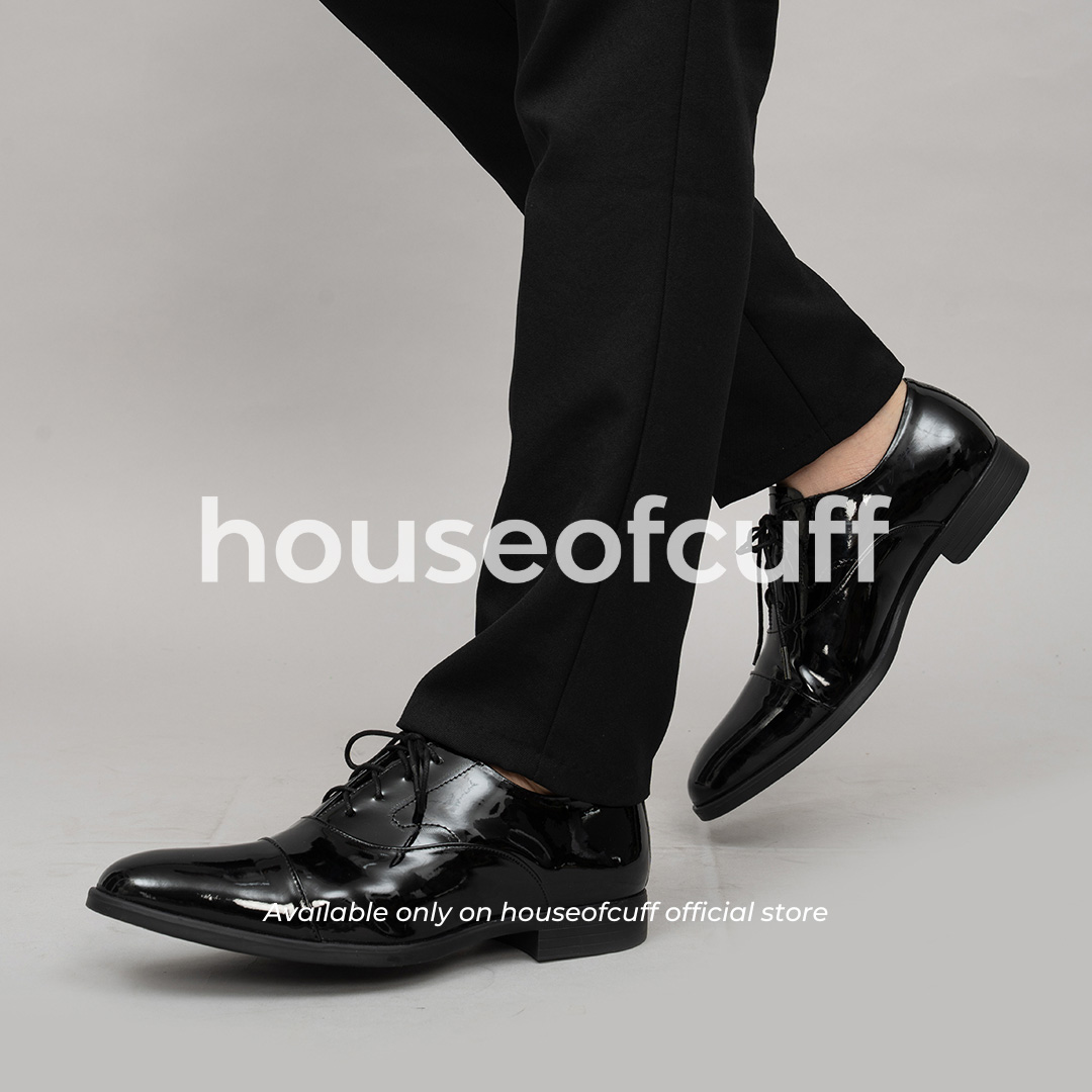 Oxford Patent Leather Tux Shoes Black