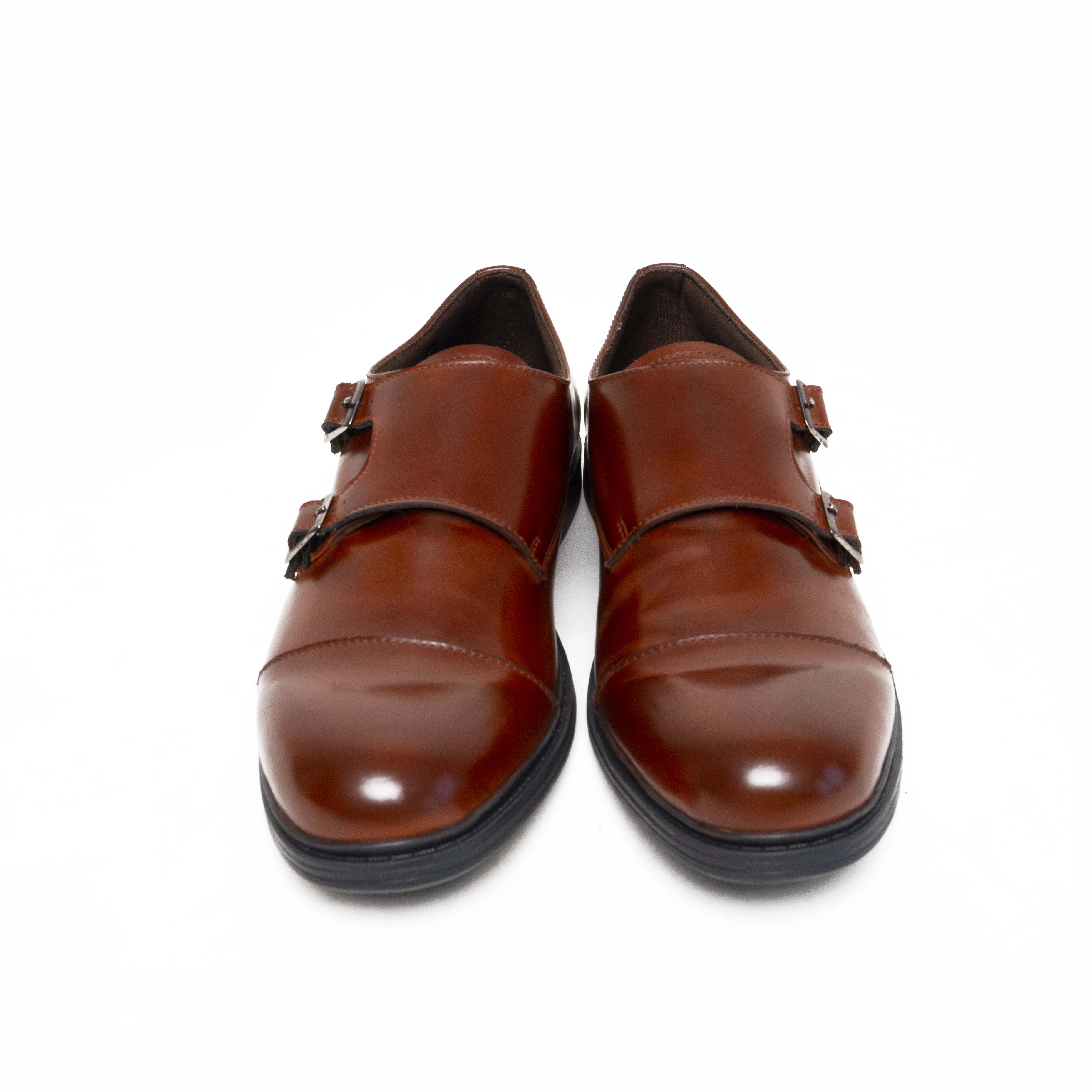MONK STRAP LEATHER SHOES BROWN