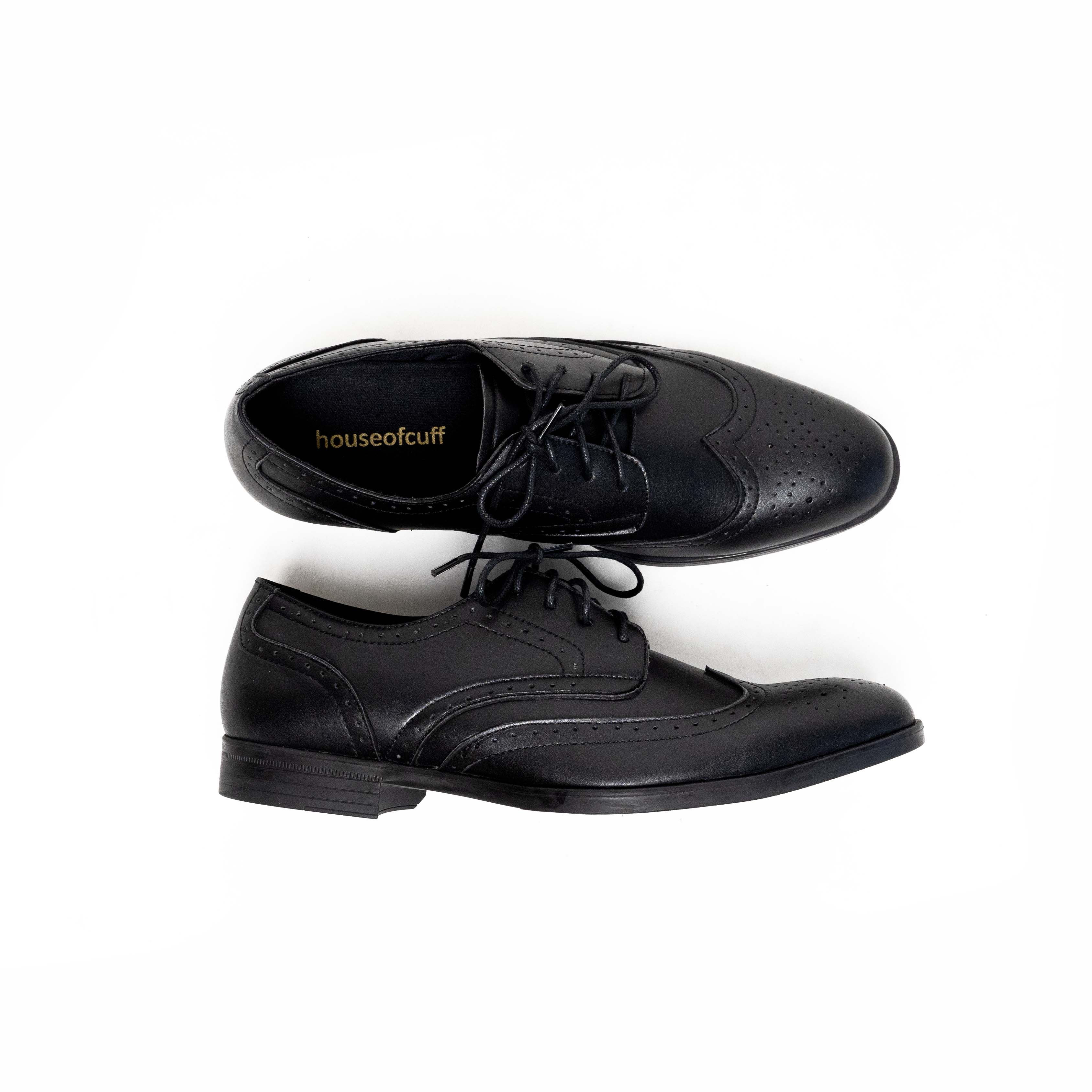 OXFORD WING TIP LEATHER SHOES BLACK